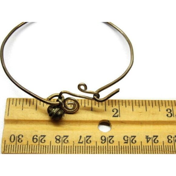 Jingle Bell Ring Hooked Thin Bangle Sterling Silver 925 Charm Vintage Bracelet - Picture 8 of 12